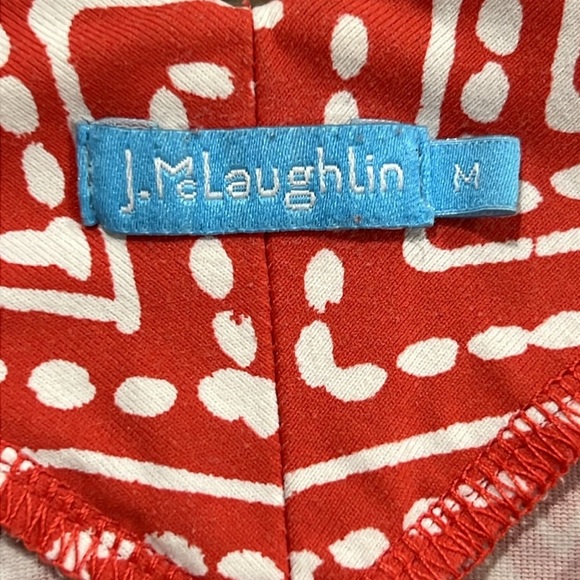 J. McLaughlin Top M Pink White Zig Zag Catalina Cloth 3/4 Blouse Relaxed Chevron - Picture 8 of 9